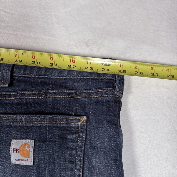 Carhartt FR Jeans Mens 50x32 Blue Relaxed Fit Straight Leg Denim Medium Wash - Picture 13 of 16